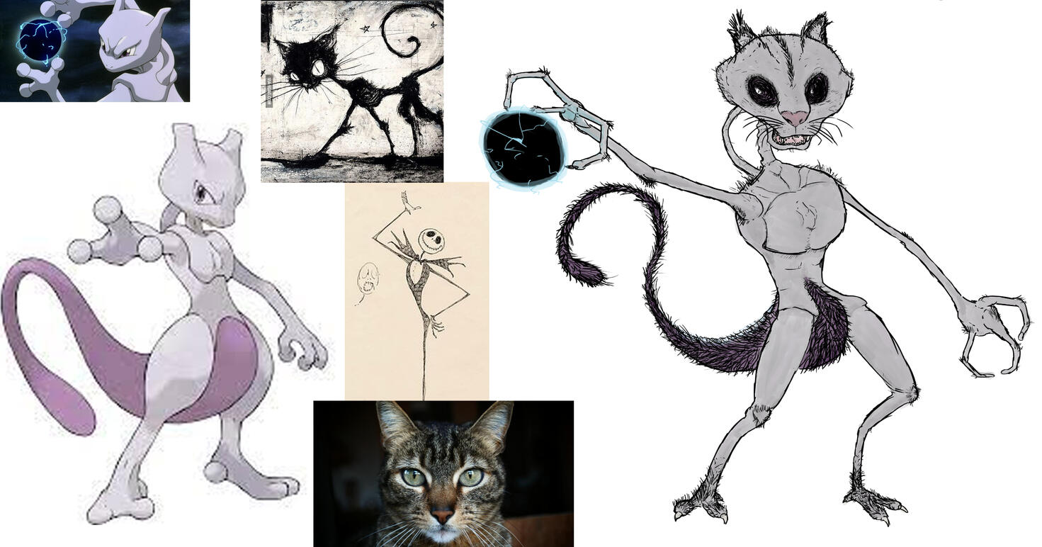 Tim Burton style Mewtwo