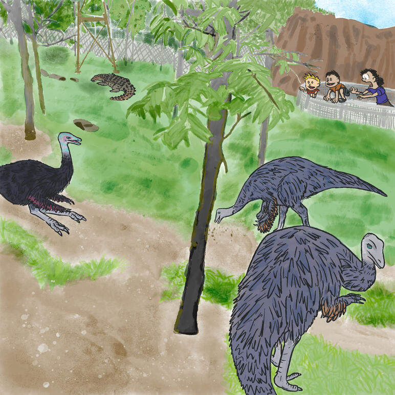 Ornithomimus &amp; Denversaurus exhibit